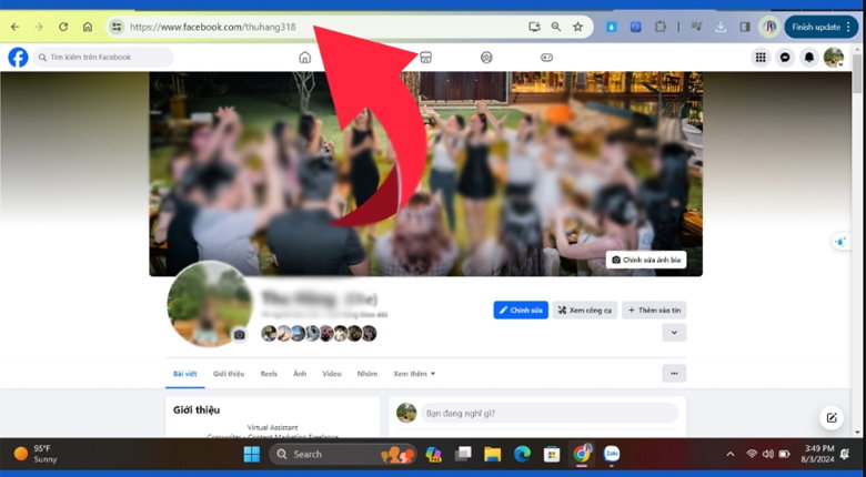 URL hiển thị lên chính là link Facebook cá nhân của bạn