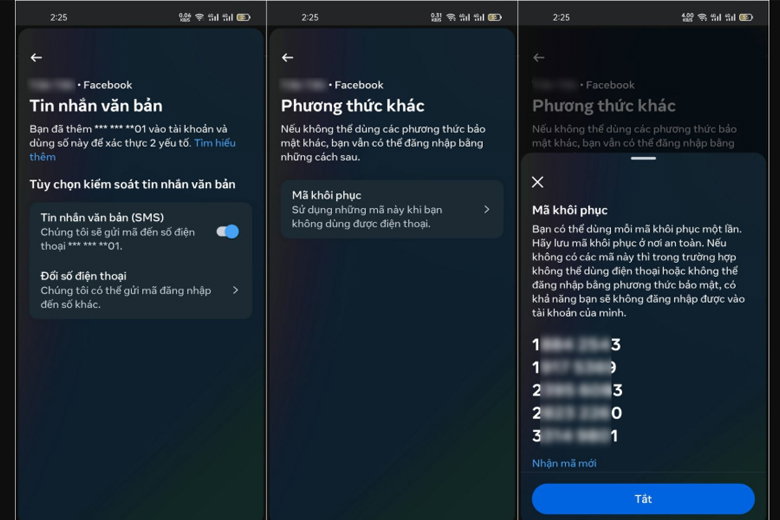 Giao diện nhận mã đăng nhập Facebook bản di động tương tự như trên bản web