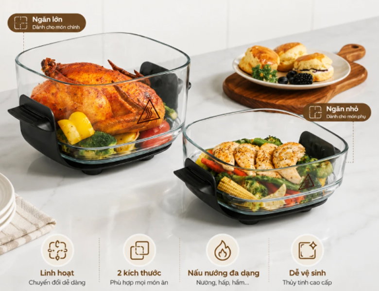 Hai dung tích linh hoạt, thiết kế gọn nhẹ