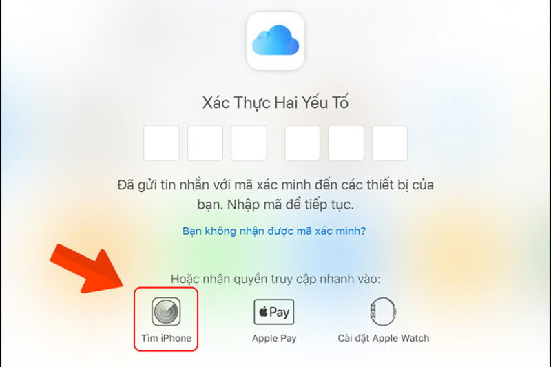 Bước 2: Tìm chọn đến vị trí Tìm iPhone trên giao diện của website.