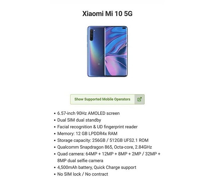 cấu hình Xiaomi Mi 10