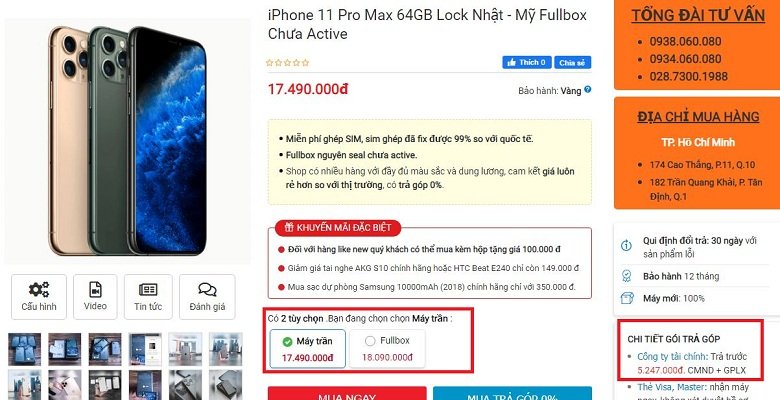 giá iPhone 11 Pro Max Lock