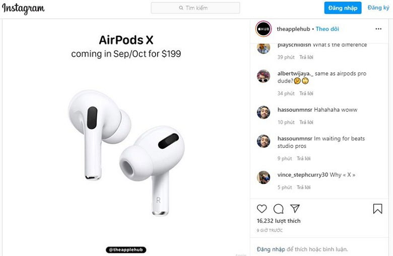 giá tai nghe Bluetooth Apple AirPods X 