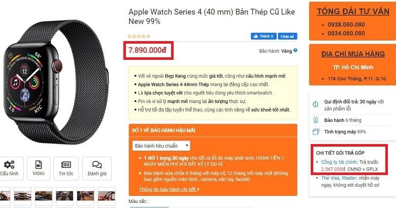 Đặt mua Apple Watch Series 4 (40 mm) Bản Thép 