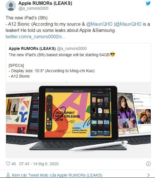 thông tin iPad 8 