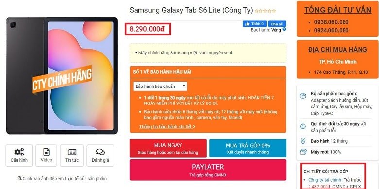 Đặt mua Samsung Galaxy Tab S6 Lite