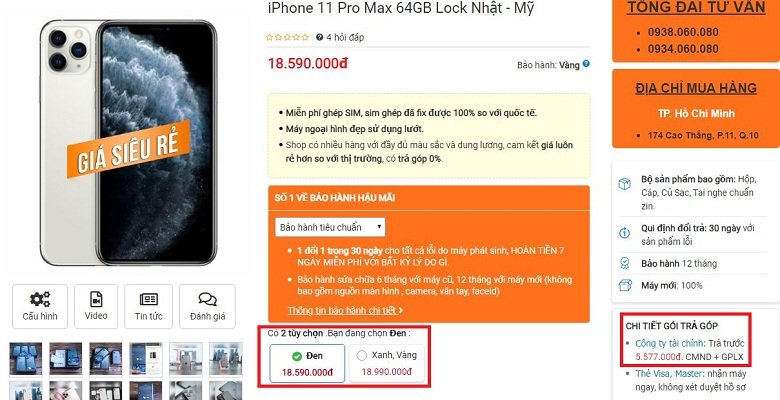 Đặt mua iPhone 11 Pro Max lock
