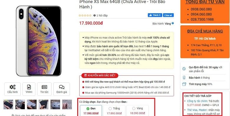 Đặt mua iPhone Xs Max Chưa Active