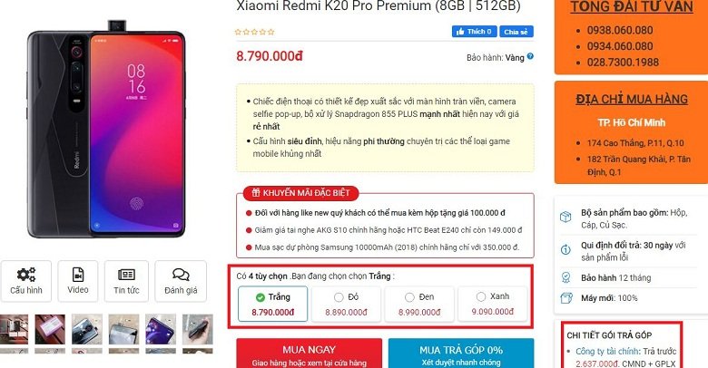 Giá Redmi K20 Pro Premium bản RAM 8GB
