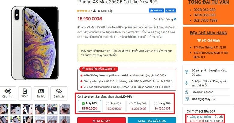 Đặt mua iPhone XS Max 256GB like new