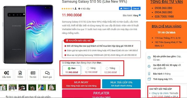 Đặt mua Galaxy S10 5G like new