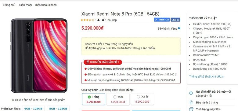 đặt mua Redmi Note 8 Pro