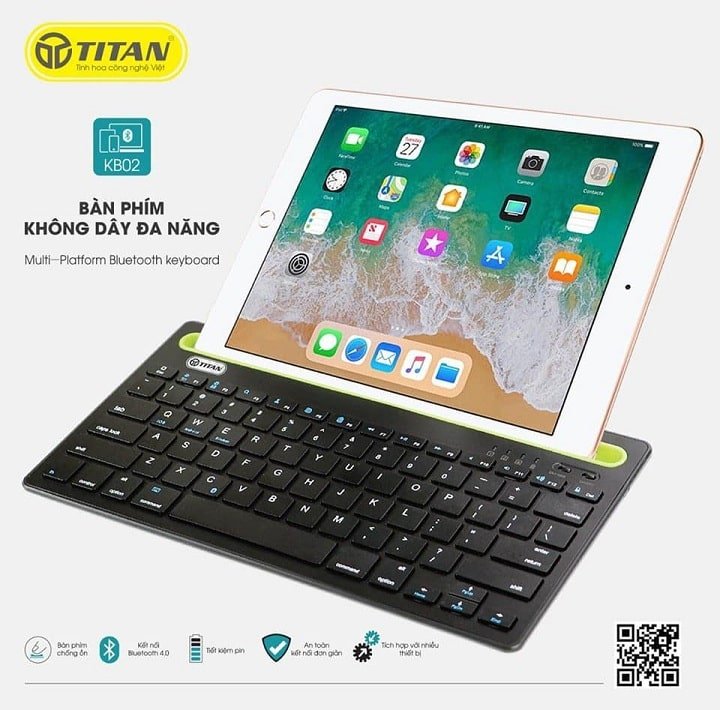 bàn phím không dây TITAN-KB02 kết nối iPad