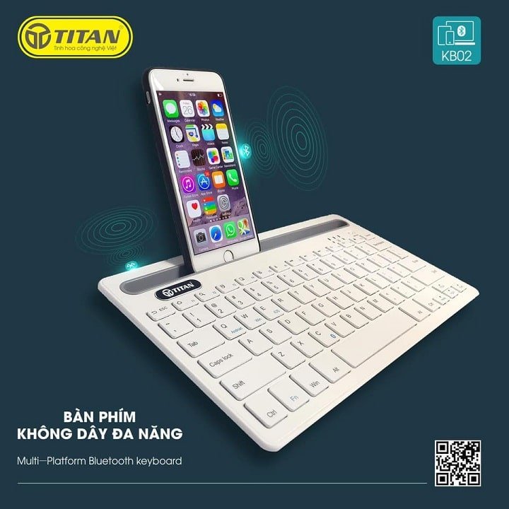 bàn phím không dây TITAN-KB02 kết nối với iPhone