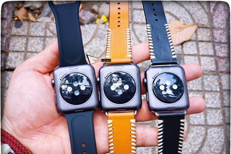 Mặt sau của Apple Watch S1 Mới Chưa Active có các cảm biến để đo nhịp tim