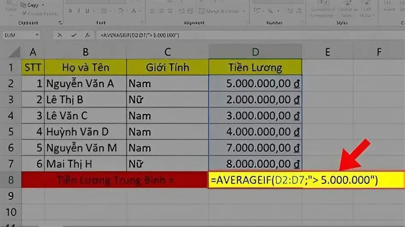 Cách sử dụng hàm AVERAGEIF để tính trung bình có điều kiện trong Excel