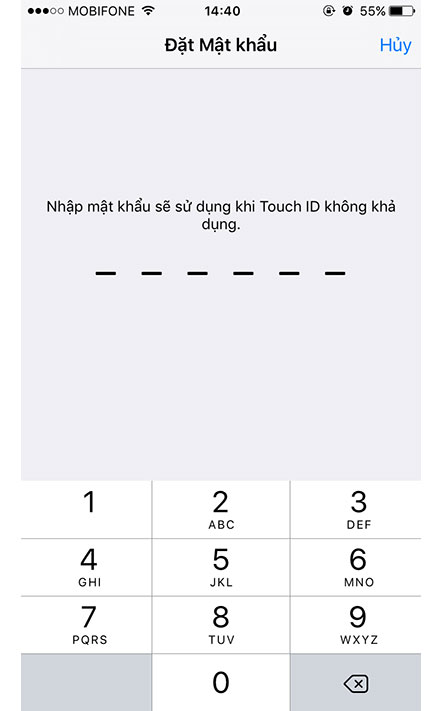 Sử dụng mật khẩu trong những trường hợp không sử dụng Touch ID