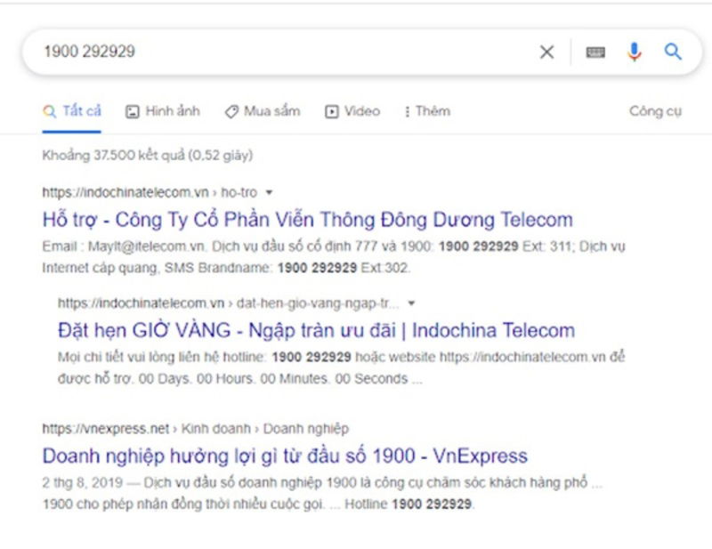 Hướng dẫn tra cứu số điện thoại qua công cụ tìm kiếm Google.