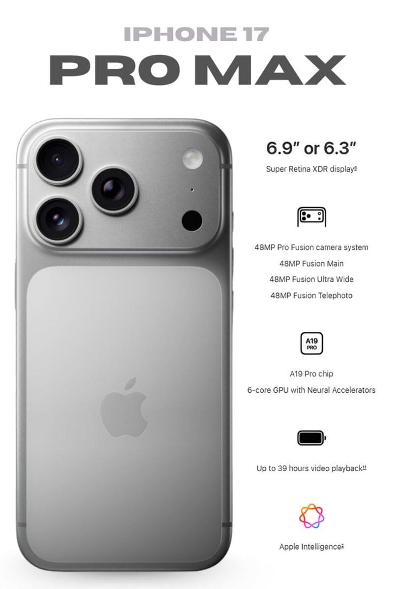 iPhone 17 Pro Max – trải nghiệm tối đa về hiển thị và pin