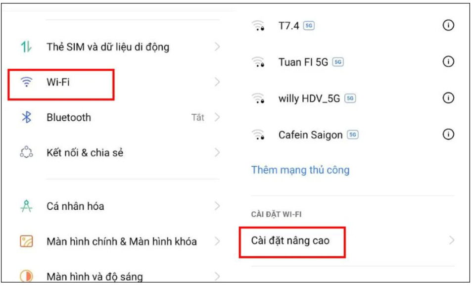 Mở Cài đặt trên điện thoại OPPO