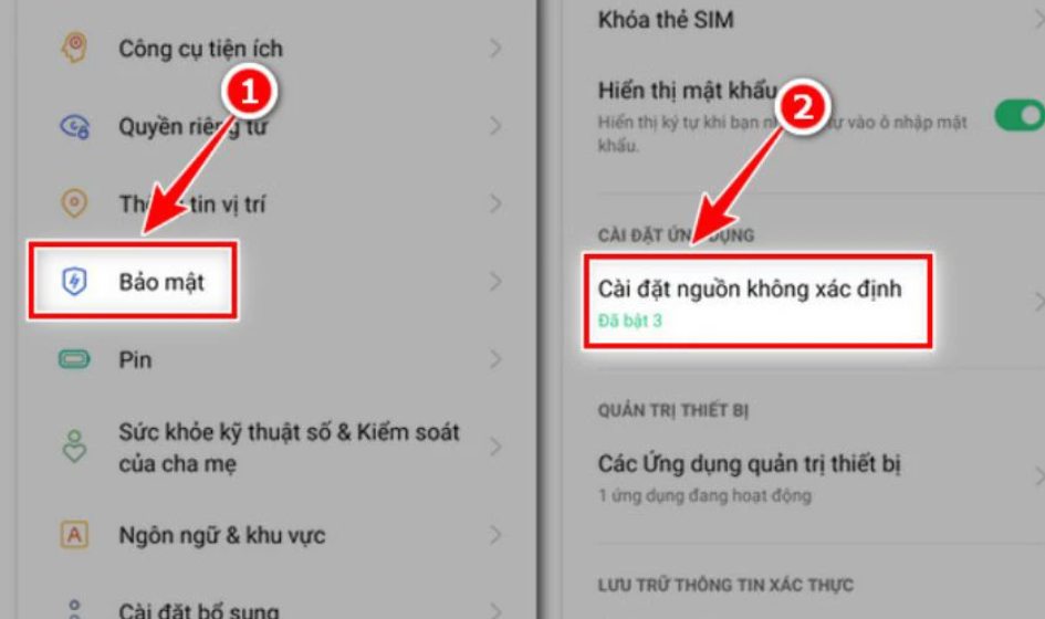 Cho phép cài đặt ứng dụng từ nguồn ngoài