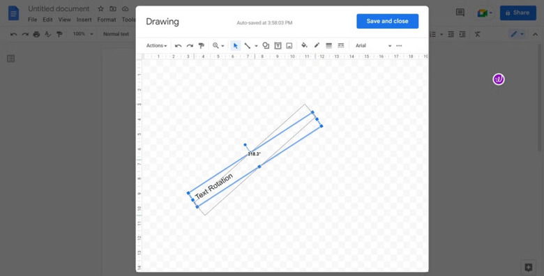 Nhập nội dung cần xoay trong hộp văn bản Google Docs.