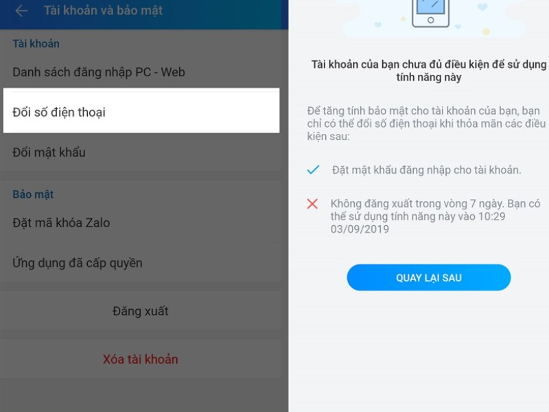 Khôi phục Zalo bằng cách thay đổi số điện thoại mới